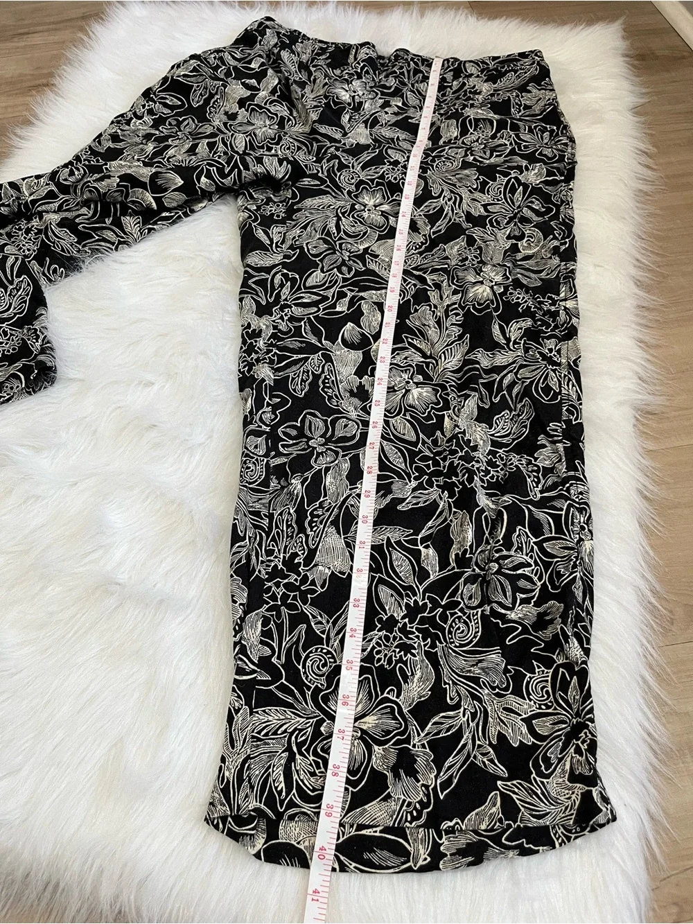 Lane Bryant Floral Wide Leg Pants Size 16 Black and cream